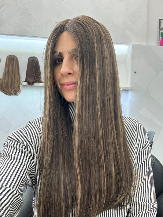 Sheitel - 22 Inch Lace Top Wig - Color #2/6/14 - Medium Cap - 100% Human Hair